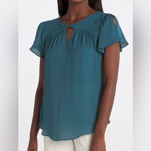 FORTUNE + Ivy Adeline Key Hole Blouse Teal Medium NWT STITCH FIX